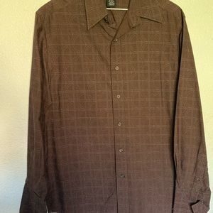 It’s brown color,large size, modern fit j.ferrar brand shirt.